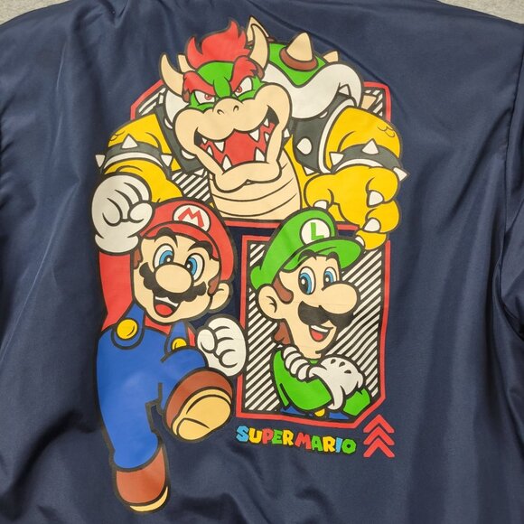 Super Mario Brothers Bomber Jacket Boys Size 8 Medium Blue - Picture 13 of 16